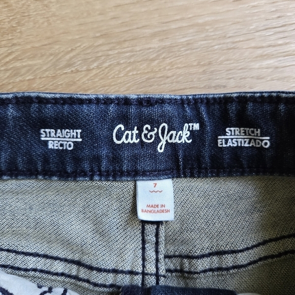 Cat & Jack Dark Wash Little Kid size 7 Adjustable Blue Jeans EUC - Picture 6 of 9